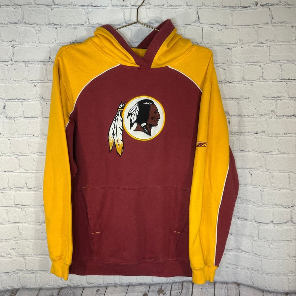 Reebok NFL Washington Redskins Kids XL Hoodie Burgundy Gold Colorblock Pullover
